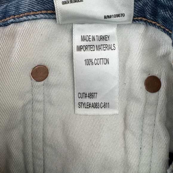 Agolde Blue Distressed Jean Shorts - Picture 7 of 7